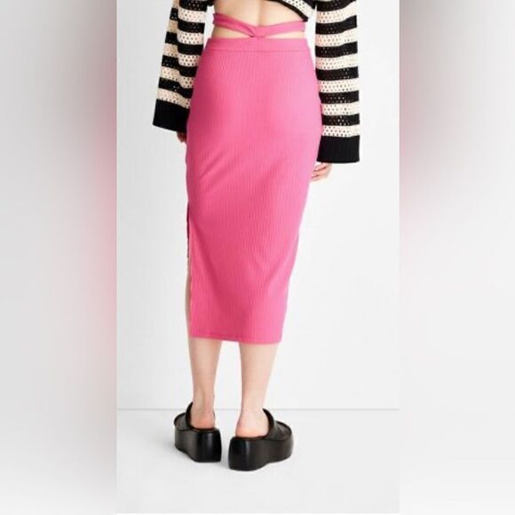 Future Collective Alani Noelle Women's Cross Waist Rib-Knit Midi Skirt NWT XXL - Picture 3 of 8